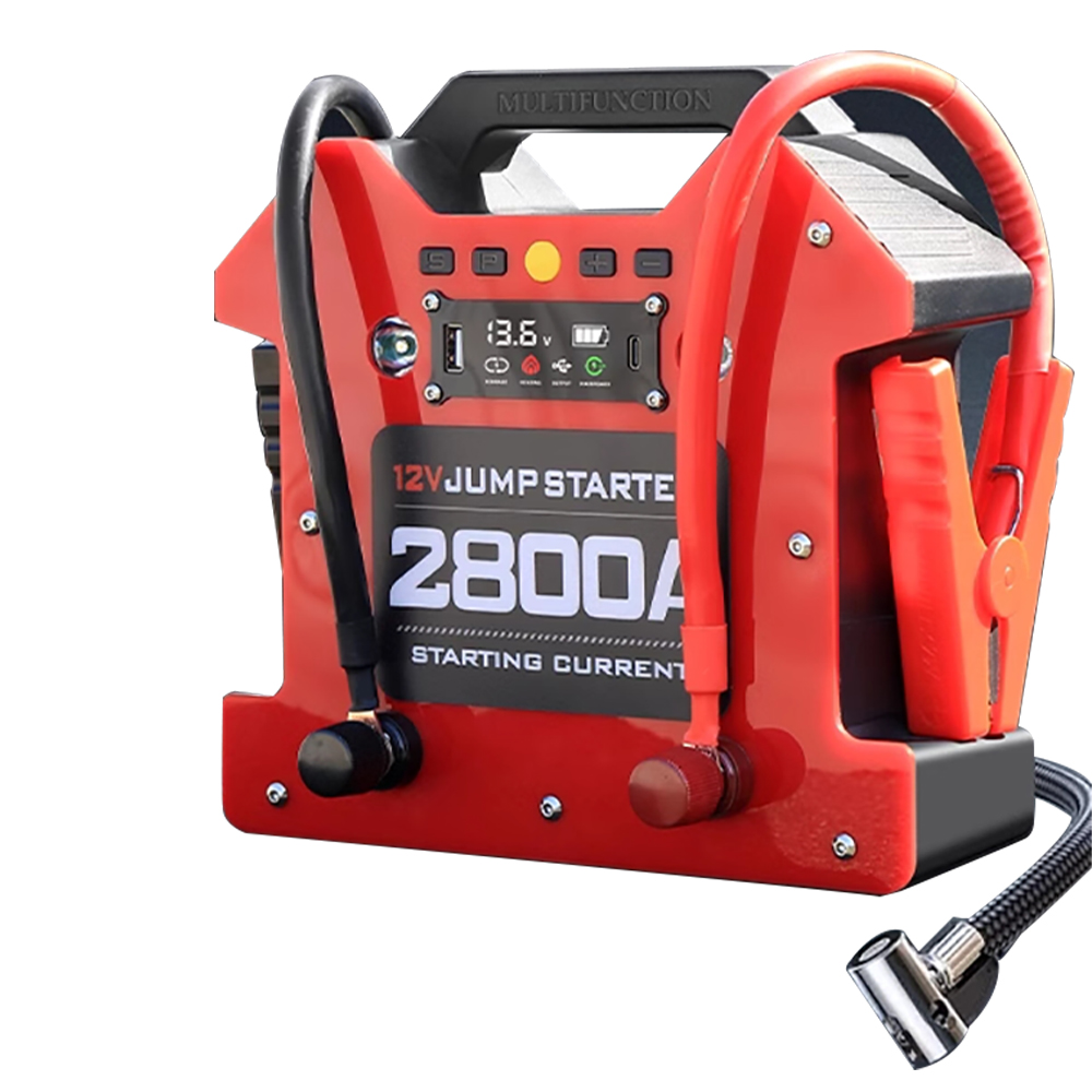 12V/24V汽車卡車戶外移動(dòng)電源2800A峰值便攜式跳躍式起動(dòng)機(jī)電池組36000mAh電池增壓器組，適用于所有汽油/柴油發(fā)動(dòng)機(jī)電頻搭電打火電源，帶輪胎充氣機(jī)，適用于半掛卡車